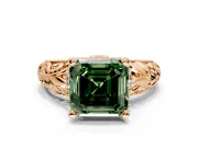 Solitaire Engagement Ring Setting for Fancy Green Asscher Cut Center with Filigree Accent Basket and Prong Head in Rose Gold