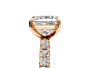 Solitaire Engagement Ring Setting for Princess Cut Center with Shared-Prong Accents and Prong Head in Rose Gold