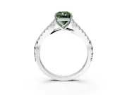Solitaire Engagement Ring Setting for Fancy Green Radiant Cut Center with Pave Split Shank and Prong Head in White Gold