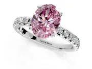 Solitaire Engagement Ring Setting for Fancy Pink Oval Center with Large Accents and Prong Head in Sterling Silver