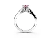 Solitaire Engagement Ring Setting for Fancy Pink Oval Center with Crossover Accents and Prong Head in Platinum