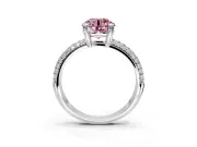 Solitaire Engagement Ring Setting for Fancy Pink Round Cut Center with Multi-Row Pave Accents and Basket Head in Sterling Silver