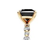 Solitaire Engagement Ring Setting for Fancy Black Princess Cut Center with Alternating Size Accents and Prong Head in Yellow Gold