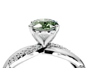 Solitaire Engagement Ring Setting for Fancy Green Oval Center with Pave and Plain Crossover and Basket Head in Platinum