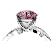 Solitaire Engagement Ring Setting for Fancy Pink Round Cut Center with Pave and Plain Crossover Band and Prong Head in Sterling Silver