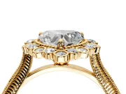 Milgrain Halo Engagement Ring Setting for Heart-Shaped Center with Bezel Point Accents and Prong Head in Yellow Gold