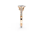 Solitaire Engagement Ring Setting for Pear-Shaped Center with Crossover Accents and Prong Head in Rose Gold