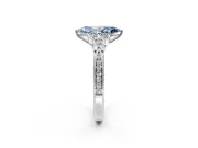 Cluster Engagement Ring Setting for Fancy Blue Marquise Center with Bezel Accent Clusters and Prong Head in Platinum