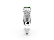 Bezel Engagement Ring Setting for Fancy Green Cushion Cut Center with Wide Channel-Set Band and Bezel Head in Sterling Silver