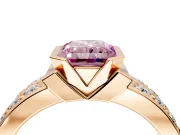 Bezel Engagement Ring Setting for Fancy Pink Radiant Cut Center with Wide Channel-Set Band and Bezel Head in Rose Gold