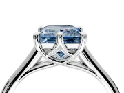 Solitaire Engagement Ring Setting for Fancy Blue Princess Cut Center with Cathedral Band and Prong Head in Sterling Silver