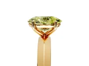 Solitaire Engagement Ring Setting for Fancy Yellow Oval Center with Wide Knife Ridge Band and Prong Head in Yellow Gold