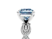 Solitaire Engagement Ring Setting for Fancy Blue Princess Cut Center with Marquise Panel Band and Prong Head in Platinum