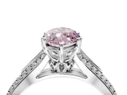 Solitaire Engagement Ring Setting for Fancy Pink Marquise Center with Pave Rail Split Shank and Prong Head in White Gold
