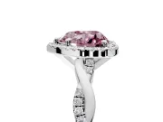 Halo Engagement Ring Setting for Fancy Pink Heart-Shaped Center with Pave and Plain Twist Band and Prong Head in Sterling Silver