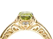 Floral Engagement Ring Setting for Fancy Yellow Radiant Cut Center with Four Accent Clusters and Prong Head in Yellow Gold