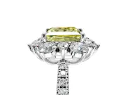 Floral Halo Engagement Ring Setting for Fancy Yellow Princess Cut Center with Pave Accents and Prong Head in Sterling Silver