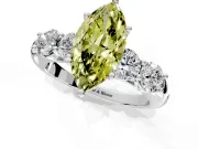 5 Stone Engagement Ring Setting for Fancy Yellow Marquise Center with Graduated Accents and Prong Head in Platinum