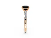 Baguette Engagement Ring Setting for Fancy Black Asscher Cut Center with Alternating Bar-Set Band and Prong Head in Rose Gold
