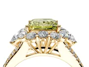 Halo Engagement Ring Setting for Fancy Yellow Princess Cut Center with Two-Strand Split Shank and Prong Head in Yellow Gold