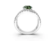 Solitaire Engagement Ring Setting for Fancy Green Round Cut Center with Wide-Open Split Shank and Prong Head in Platinum