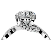 Solitaire Engagement Ring Setting for Round Cut Center with Narrow Twist Pave Band and Prong Head in Platinum