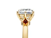 Solitaire Engagement Ring Setting for Princess Cut Center with Plain Band and Tulip Prong Head in Yellow Gold