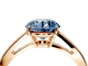 Solitaire Engagement Ring Setting for Fancy Blue Round Cut Center with Open Cathedral Shoulders and Prong Head in Rose Gold