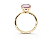 Minimalist Solitaire Engagement Ring Setting for Fancy Pink Asscher Cut Center with Thin Band and Prong Head in Yellow Gold