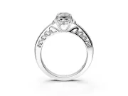 Floral Engagement Ring Setting for Radiant Cut Center with Four Accent Clusters and Prong Head in White Gold