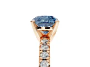 Solitaire Engagement Ring Setting for Fancy Blue Cushion Cut Center with Large Accents and Prong Head in Rose Gold