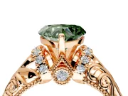 Solitaire Engagement Ring Setting for Fancy Green Heart-Shaped Center with Filigree Accent Basket and Prong Head in Rose Gold