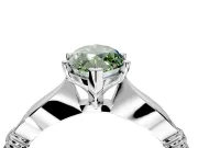 Solitaire Engagement Ring Setting for Fancy Green Marquise Center with Carved Leaf Shoulders and Prong Head in Platinum