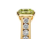 Solitaire Engagement Ring Setting for Fancy Yellow Asscher Cut Center with Round Cut Channel Band and Prong Head in Yellow Gold
