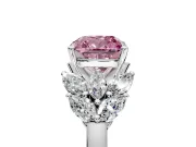 Leaf Cluster Engagement Ring Setting for Fancy Pink Cushion Cut Center with Marquise Accents and Prong Head in Sterling Silver