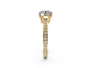 Solitaire Engagement Ring Setting for Round Cut Center with Channel-Set Accent Band and Prong Head in Yellow Gold