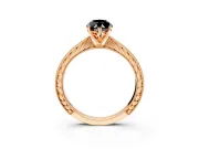 Solitaire Engagement Ring Setting for Fancy Black Marquise Center with Engraved Milgrain Band and Prong Head in Rose Gold