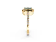 Halo Engagement Ring Setting for Fancy Green Radiant Cut Center with Inner Milgrain Border and Prong Head in Yellow Gold