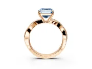 Crossover Engagement Ring Setting for Fancy Blue Asscher Cut Center with Pave and Plain Strands and Prong Head in Rose Gold