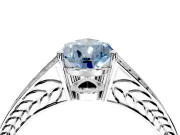 Split Shank Engagement Ring Setting for Fancy Blue Pear-Shaped Center with Pave Split Shank and Prong Head in Sterling Silver