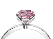 Solitaire Engagement Ring Setting for Fancy Pink Cushion Cut Center with Thin Rounded Plain Band and Prong Head in Sterling Silver