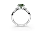 Solitaire Engagement Ring Setting for Fancy Green Round Cut Center with Grooved Bar Accent Band and Prong Head in Platinum