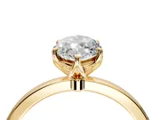 Solitaire Engagement Ring Setting for Marquise Center with Thin Rounded Plain Band and Prong Head in Yellow Gold