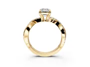 Solitaire Engagement Ring Setting for Emerald Cut Center with Half-Pave Crossover Band and Prong Head in Yellow Gold
