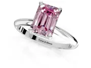 Solitaire Engagement Ring Setting for Fancy Pink Emerald Cut Center with Knife Ridge Band and Claw Prong Head in Platinum