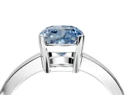 Solitaire Engagement Ring Setting for Fancy Blue Cushion Cut Center with Plain Band and Flat Tab Prong Head in Sterling Silver