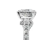 Solitaire Engagement Ring Setting for Radiant Cut Center with Crossover Accents and Prong Head in Platinum