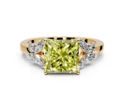 Solitaire Engagement Ring Setting for Fancy Yellow Princess Cut Center with Marquise Flower Shoulders and Prong Head in Yellow Gold