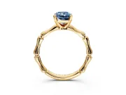 Solitaire Engagement Ring Setting for Fancy Blue Radiant Cut Center with Bamboo Band and Prong Head in Yellow Gold