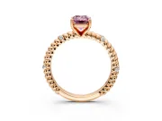 Rope Engagement Ring Setting for Fancy Pink Emerald Cut Center with Accent Shoulders and Prong Head in Rose Gold